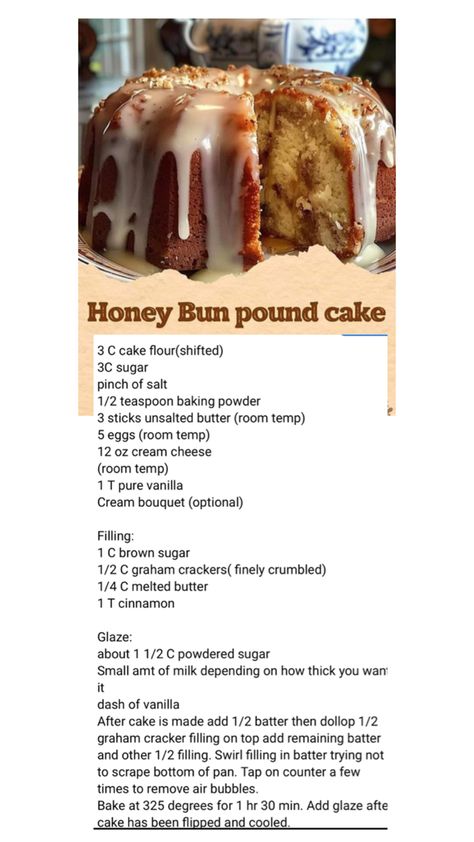 Everyone is posting without the recipe so here ya go Hunny Bun Pound Cake, Honey Bun Pound Cake Recipe, Thanksgiving Pound Cake Recipes, 7up Pound Cake Recipe From Scratch, Honey Bun Pound Cake From Scratch, Unique Pound Cake Recipes, Sour Cream Pound Cake Recipe Moist, Honeybun Pound Cake, 7up Pound Cake Recipes Moist