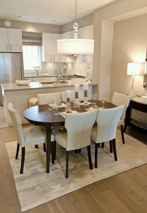 Small Dining Room Table, Dining Room Combo, Kitchen Dining Living, The Dining Room, Dining Living Room, Farmhouse Dining Room, Small Dining, Farmhouse Dining, Modern Dining Room