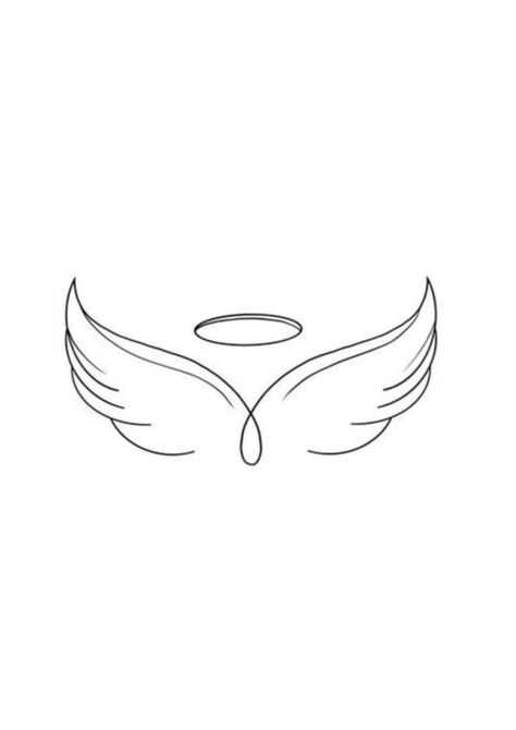 Wings Halo Tattoo, Simple Angel Tattoos, Angel Outline, Halo Tattoo, Alas Tattoo, Atlas Tattoo, Wings And Halo, Angel Halo, Classy Tattoos