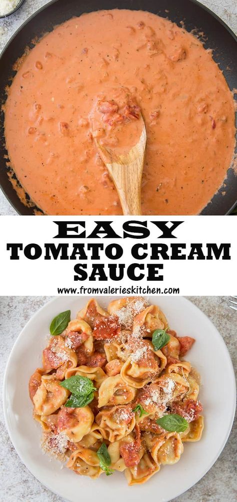 This Easy Tomato Cream Sauce takes less than 10 minutes to prepare and is a great alternative to store-bought sauce. Toss with your favorite cooked pasta for a quick and easy meal! #tomatocreamsauce #pastasauce #easydinners #pasta #easyrecipes Gnocchi Sauce, Cream Sauce Pasta, Tomato Cream Sauce, Easy Pasta Sauce, Cream Pasta, Tomato Pasta Sauce, Creamy Tomato Sauce, Pasta Sauce Recipes, Tomato Pasta