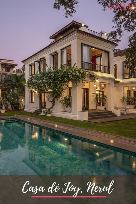 Luxury House In India, Goan Villa Design, Modern Goan Architecture, Goan Villa, Goa Houses, Vila With Pool, Goa Houses Villas, Goan Houses, Goan Architecture Villas