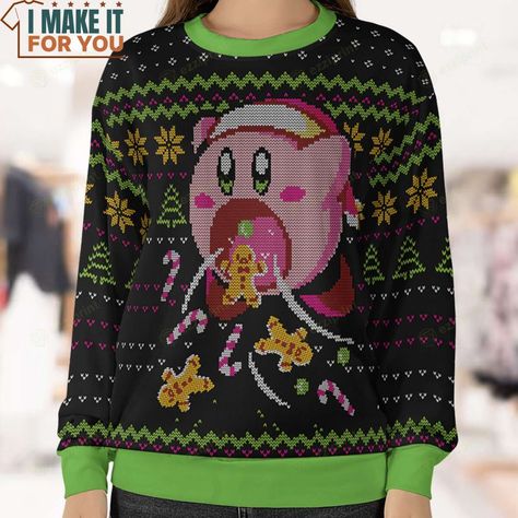 Eating Gingerbread Kirby Christmas Land Sweater, Ugly Christmas Sweaters 2023 Check more at https://imakeitforyou.com/product/eating-gingerbread-kirby-christmas-land-sweater/ Snowglobe Xmas Sweater, Best Ugly Christmas Sweater Gingerbread, Nerdy Christmas Sweater, Spongebob Christmas Sweater, Ugly Christmas Sweater Print, Ugly Christmas Sweater Funny, Laugh At Yourself, Ugly Sweater, Ugly Christmas