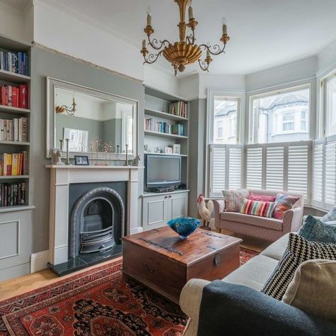 Victorian Terrace Interior, Alcove Ideas Living Room, Terrace Interior, Bay Window Living Room, Victorian House Interiors, London Living Room, New House Living Room, Victorian Terrace House, Victorian Living Room