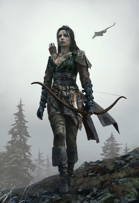 ArtStation - Huntress, Tomasz Ryger Huntress Costume, Dragon Hunters, Female Hunter, Hunter Girl, Best Rpg, Hunter Outfit, Female Elf, Green Ranger, Christina Ricci