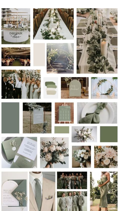 Wedding Themes Outdoor, Sage Green Wedding Colors, Wedding Theme Color Schemes, Dream Wedding Reception, Green Themed Wedding, Green Wedding Colors, Dream Wedding Decorations, Beige Wedding, Sage Wedding