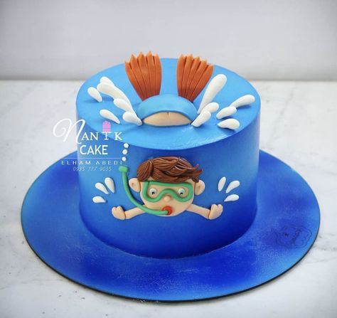 Swimming Themed Birthday Party, Swimming Cake, Fishing Themed Birthday Party, Beach Cakes, Fiesta Tropical, Baking Fun, Beach Themed Party, Cool Birthday Cakes, Fishing Theme