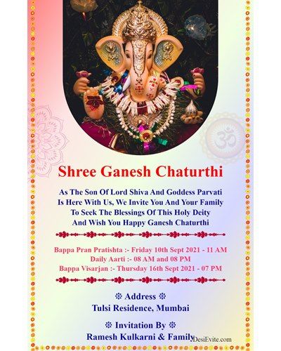 Ganesh Chaturthi Invitation Card, Ganpati Festival, Prays The Lord, Shree Ganesh, Wedding Indian, Happy Ganesh Chaturthi, Create Invitations, Ganesh Chaturthi, Indian Festivals