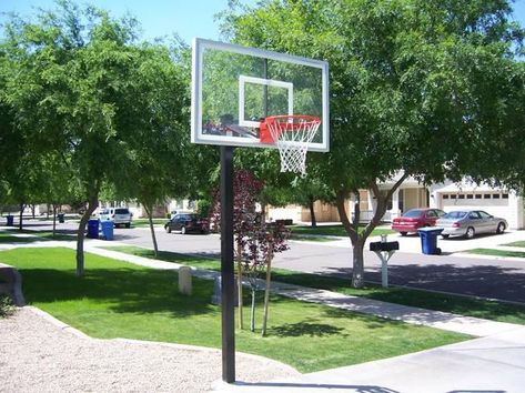 Selecting the Location for Your New Basketball Hoop | First Team Inc. Basketball Hoop Driveway, Basketball Ground, Car Driveway, Basketball Goal, Portable Basketball Hoop, Basketball Systems, Average Joe, Driveway Landscaping, Basketball Net