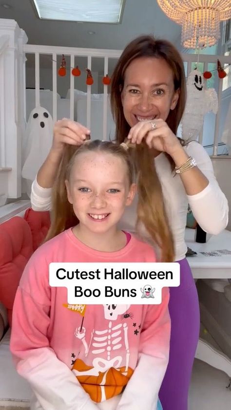 BOO BUNS!Cutest Halloween Hairstyle ever!!! SAVE this!! How cute are these and SO EASY!! LOVE!! | At Home With Shannon | At Home With Shannon · Original audio Boo Buns Hair, Boo Buns, At Home With Shannon, Halloween Hairstyle, Halloween Hair, Halloween Boo, Cute Halloween, Bun Hairstyles, Buns