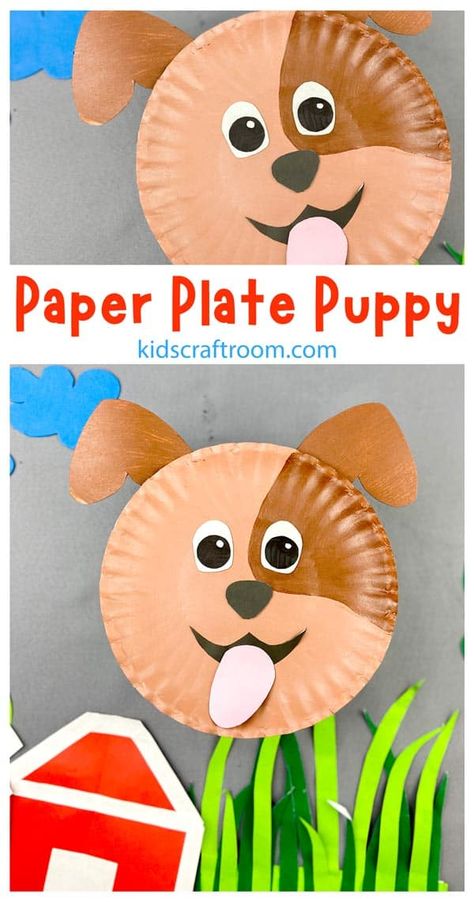 This cute Paper Plate Dog Craft will put smiles on faces and wags in tails! It's so quick and easy to transform an ordinary paper plate into your own special puppy dog! #kidscraftroom #paperplatecrafts #dogs #dogcrafts #preschoolcrafts Paper Plate Art, Puppy Crafts, Paper Plate Animals, Dog Template, Dog Craft, Kids Craft Room, Puppy Art, Cute Paper, Spring Preschool