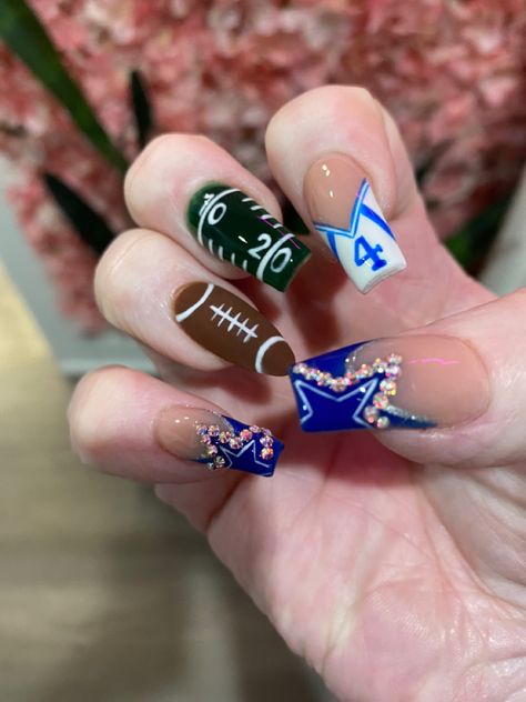 Cowboy Football Nails, Lions Nails Detroit, Dallas Cowboys Nails Acrylics, Lions Nails, Dallas Cowboy Nails, Dallas Nails, Dallas Cowboys Nail Designs, Cowboys Nails, Dallas Cowboys Nails