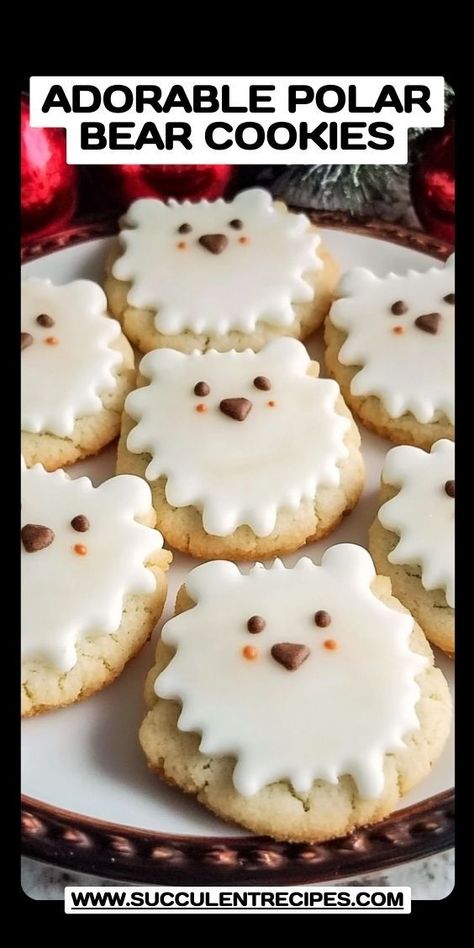 Make the holidays extra special with these Festive Polar Bear Cookies, featuring adorable designs and delicious flavors. Diy Snack Ideas, Polar Bear Cookies, Diy Snacks, Bear Cookies, Creative Recipes, Recipe Boards, Gluten Free Chocolate, Christmas Parties, Holiday Desserts