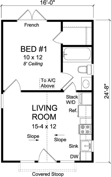 Main Floor Plan Granny Pods, Simple Floor Plans, Cabin Floor, A Small House, Cabin Floor Plans, Small House Floor Plans, Tiny House Floor Plans, Tiny Cottage, Casas Coloniales