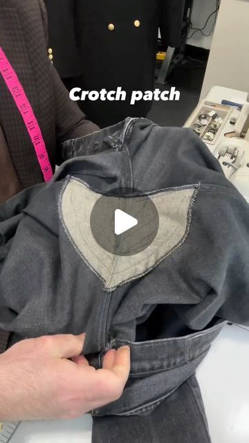 The Great Tailor on Instagram: "How to patch the crotch of jeans. . . . . . #patch #repair #jeans #thegreattailor #tailoring #besttailor #toronto #mastertailor #canada #cleanfit #explorepage #trending #menswear #pants #womenwear #viralvideos #reelsinstagram" Repair Jeans Crotch, Khaki Jeans Outfit, Patching Jeans, Upcycle Pants, Menswear Pants, How To Patch Jeans, Material Crafts, Jeans Patch, Repair Jeans