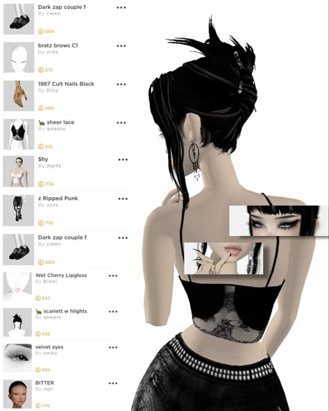 Imvu Avi Ideas Cute, Imvu Grunge Outfits, Imvu Avi Ideas, Outfit Ideas Goth, Imvu Fits, Goth Fits, Facial Routine Skincare, Imvu Outfits, Imvu Outfits Ideas Cute