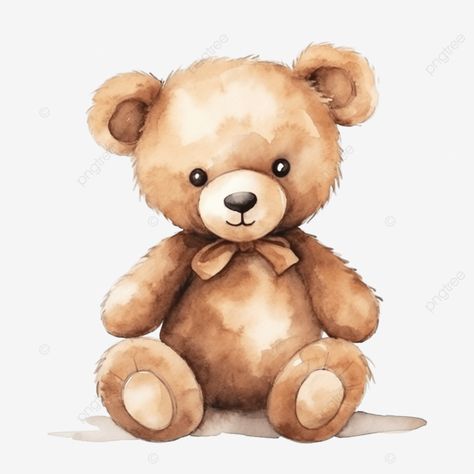 cute watercolor teddy bear Nordic Illustration, Teddy Bear Sketch, Brown Bear Illustration, Watercolor Teddy Bear, Teddy Bear Cartoon, Teddy Bear Drawing, Cartoon Drawing Ideas Easy, Bear Sketch, Cartoon Drawing Ideas