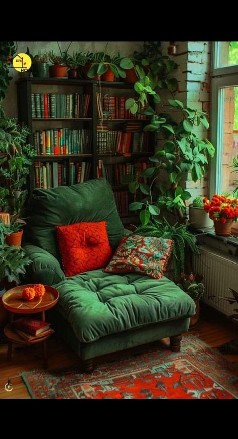 Boho Library Room, Cozy Window Nook, Window Seat Ideas, Cozy Window Seat, Cozy Ideas, Cozy Interior Design, Boho Lifestyle, Window Seats, Cosy Spaces