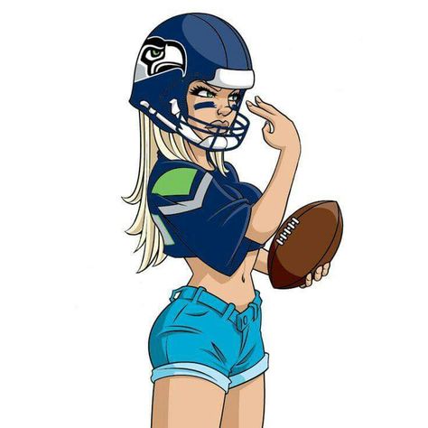 💙💚💙 Girls Playing Football, Football Player Drawing, Female Football, Female Football Player, Best Drawing Ideas, Football Poses, Football Drawing, Nfl Football Art, Seahawks Fans