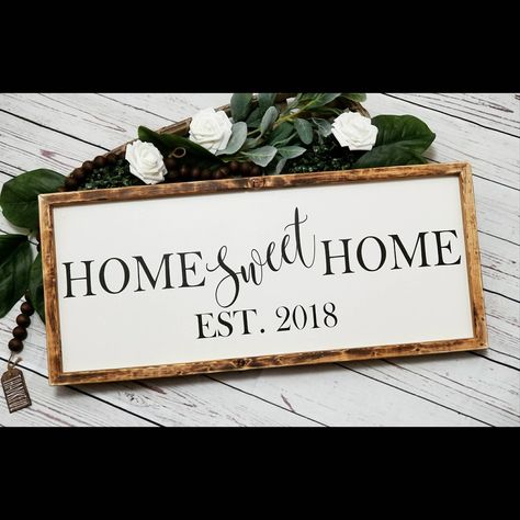 Home Picture Ideas, First Home Pictures, Home Sweet Home Sign, Our First Home, Established Sign, Home Decor Quotes, Wood Frame Sign, Home Sign, Closing Gifts