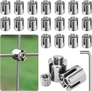 Acemaker 20PCS Cross Cable Clamps, T316 Stainless Steel Heavy Duty Cable Clips for 1/8" Wire Rope Fitting, Wire Trellis for Climbing Plants Outdoor, Wall Trellis Kits System Outdoor Wall Trellis, Climbing Plants Outdoor, Trellis System, Wire Trellis, Wall Trellis, Plants Outdoor, Support Structure, Cable Clips, Stainless Steel Cable