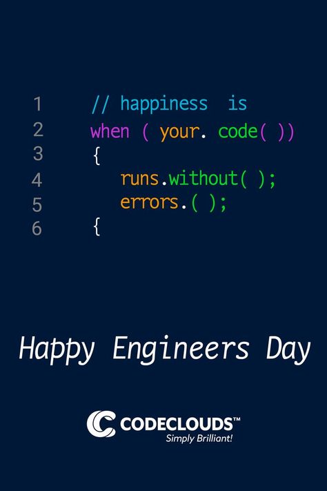 Happy Engineers day to all engineers, Civil or Mechanical, Medical or Chemical, Software or Electrical! You come in many forms, and you all help make this world a better place. #EngineeringLife #TechLovers #WorldOfEngineering #EngineerDay #CodeClouds Happy Programmers Day, Happy Engineers Day Computer Engineer, Happy Engineers Day Computer, Happy Engineers Day Creative, Civil Engineering Jokes, Engeenering Aesthetic, Happy Engineer's Day Quotes, Programming Room, Quotes About Engineering