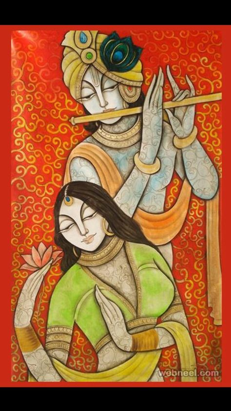 Radha Krishna Paintings, Zantangle Art, Arte Folk, Kerala Mural Painting, Beautiful Art Paintings, Indian Painting, Madhubani Art, Portrait Paintings, Krishna Radha Painting