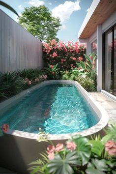 15 Stunning Above Ground Pool Ideas for Your Backyard 27 Tropical Backyard Landscaping With Pool, Pools For Small Yards, Balcony Pool, Lush Landscaping, Garden Decoration Ideas, Above Ground Pool Ideas, Ground Pool Ideas, Mini Pool, Small Pool Design