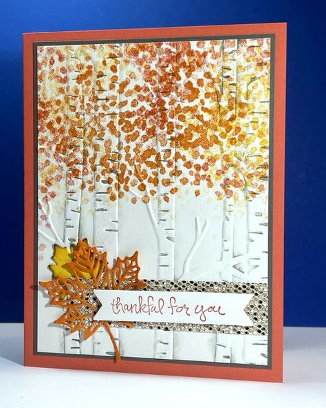 Stampin Up Branch Out Cards, Aspen Dies Cards, Su Fall Birthday Cards, Fall Leaves Cards Handmade, Autumn Cards Stampin Up Ideas, Stampin Up Autumn Cards Fall Leaves, Stampin Up Color Me Autumn Dsp, Su Colorful Seasons Cards, Thanksgiving Stampin Up Card Ideas