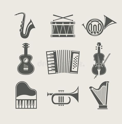 Musical instruments set of icons. Vector illustration #Sponsored , #Paid, #Sponsored, #instruments, #illustration, #Vector, #Musical Small Music Tattoos, Musical Instruments Drawing, Band Nerd, Music Worksheets, Music Drawings, Music Poster Design, Music Tattoos, Music Images, Music Wall