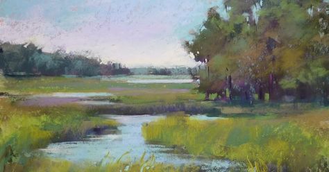 Marsh Painting, Pastel Landscape, Original Pastel, Paintings I Love, Plein Air Paintings, Water Painting, Country Art, Pastel Art, Cool Paintings