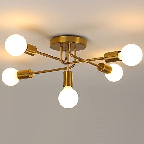 Semi Flush Mount Ceiling Lights, Modern Sputnik Chandelier, Portable Shade, Retro Ceiling Lights, Gold Ceiling Light, Metal Ceiling Lighting, Rustic Ceiling, House Lighting, Industrial Ceiling Lights