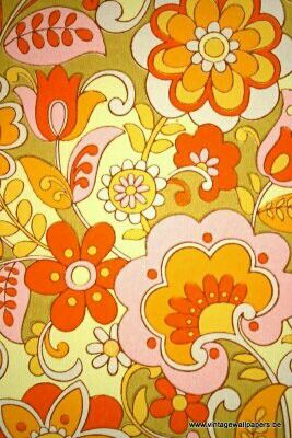 60's fabric Seventies Wallpaper, Atomic Wallpaper, 70s Kitsch, 60s Wallpaper, 70s Wallpaper, Vintage Wallpaper Patterns, Stylised Flowers, 70s Design, Retro Radios