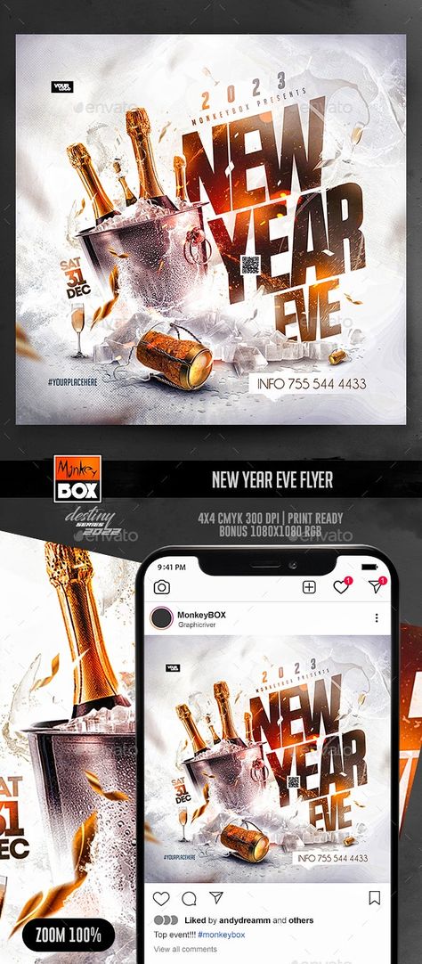 New Year Flyer Design, New Year Social Media, New Year's Eve Flyer, New Year Party Flyer, New Year Flyer, Palette Challenge, Party Flyers, Color Palette Challenge, New Year Eve