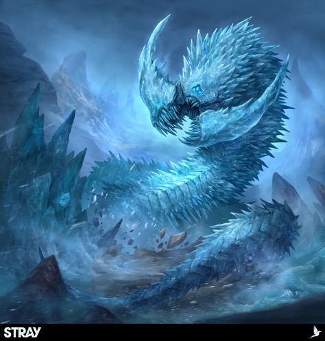 Easy Dragon Drawings, Ice Monster, Snow Monster, Monster Artwork, Mythical Creatures Fantasy, Beast Creature, Creature Artwork, Paintings And Drawings, Fantasy Beasts