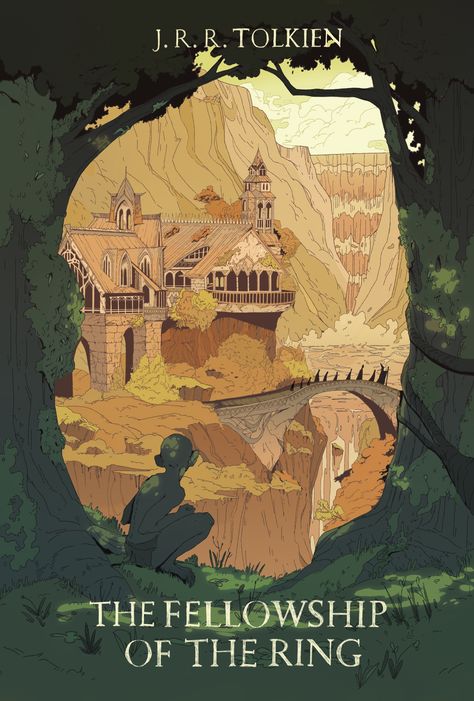 Lotr Book Cover, Hobbit Poster, Tolkien Illustration, The Fellowship Of The Ring, Hobbit Art, Middle Earth Art, Tolkien Art, Lotr Art, Fellowship Of The Ring