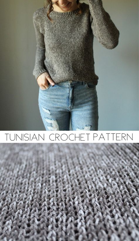 Knit Clothing Patterns, Tunisian Crochet Jumper, Tunisian Crochet Sweater Pattern, Tunisian Crochet Cardigan, Tunisian Crochet Sweater, Embroider Crochet, Crochet Tunisian, Tunisian Crochet Pattern, Tunisian Crochet Patterns