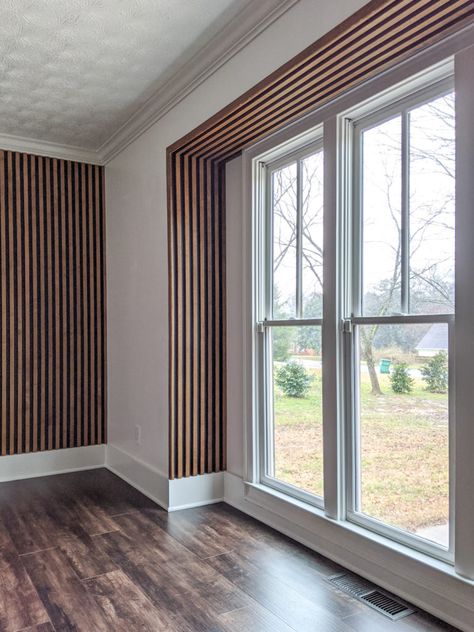 Wood Slat Wall, Current Trends, Slat Wall, Wooden Slats, Wood Slats, Boys Room, Bay Window, Modern House Exterior, Wood Paneling