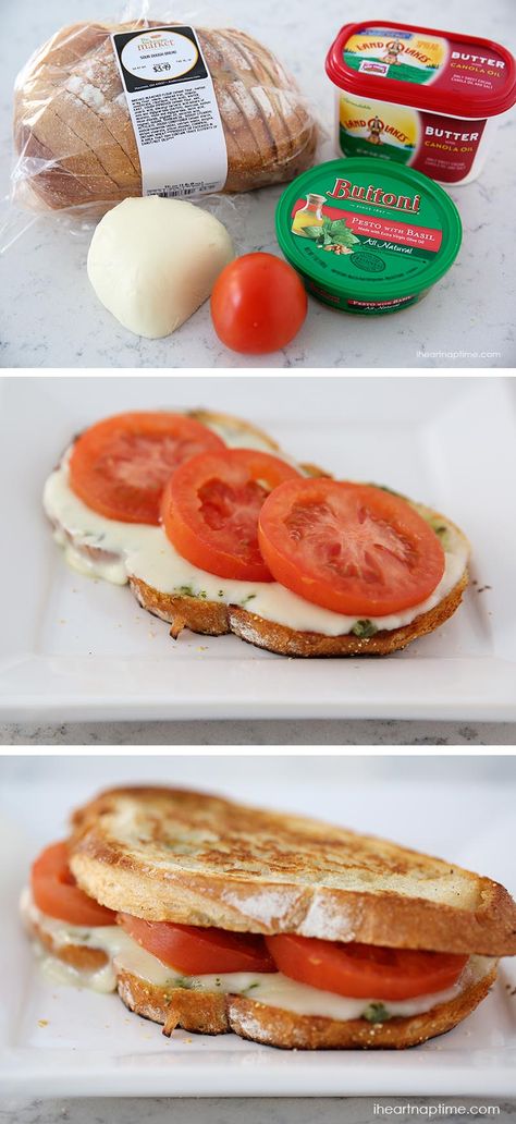 Grilled caprese sandwich I Heart Nap Time | I Heart Nap Time - Easy recipes, DIY crafts, Homemaking Caprese Sandwich, Think Food, Idee Pasto Sano, Basil Pesto, Soup And Sandwich, Fresh Mozzarella, Sandwich Recipes, Mad Men, I Love Food