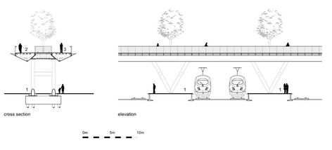 Gallery of Moreelse Bridge / cepezed - 16 Bridge Section, Bridges Architecture, Train Platform, Section Drawing, Elevation Drawing, Architecture Elevation, Landscape Structure, Architectural Section, Pedestrian Bridge