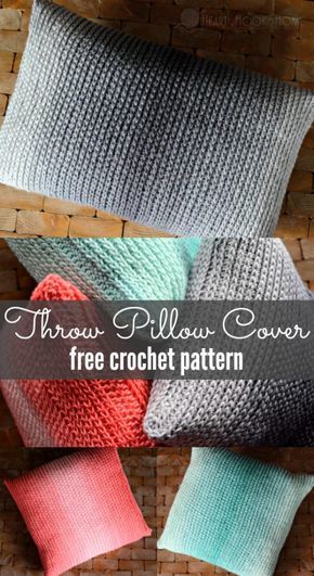 Throw Pillow Cover Free Crochet Pattern Pillow Cover Crochet Pattern, Crochet Pillow Patterns Free, Crochet Pillow Cases, Beau Crochet, Pillow Covers Pattern, Pillow Crochet, Crochet Pillow Cover, Confection Au Crochet, Crochet Cushion Cover