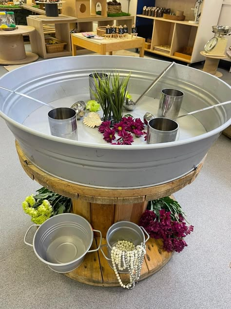 Curiosity Approach Eyfs Outdoors, Water Area Eyfs Indoor, Curiosity Approach Water Area, Curiosity Approach Outdoor Area, Curiosity Approach Outdoors, Water Area Eyfs, Small Classroom Setup, Playdough Area, Playdough Station