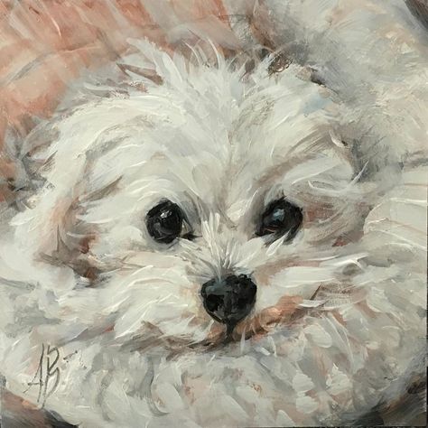 Maltipoo Painting Easy, Maltese Watercolor, Morkie Dog Painting, Watercolor Westie Dog, Watercolor White Dog Paintings, Dog Drawing Tutorial, Pet Portrait Paintings, Dog Portraits Painting, Puppy Portraits