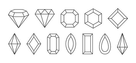 Gem Outline, Art Deco Inspired Fashion, Crystals Shapes, Gem Stones Jewelry, Jewel Drawing, Gem Drawing, Jewelry Sketch, Crystal Drawing, Symbols And Meanings