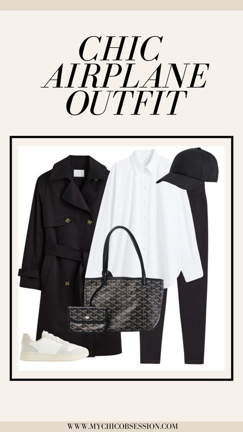 Ready for Takeoff? Here Are Chic Airplane Outfits for Your Next Trip - MY CHIC OBSESSION Minimalist Airport Outfit, Black And White Airport Outfit, Black And White Travel Outfits, Blazer Travel Outfit, Winter Plane Outfit, Airport Outfit Comfy Winter, Airport Outfit Elegant, First Class Travel Outfit, Plane Outfit Airport Style