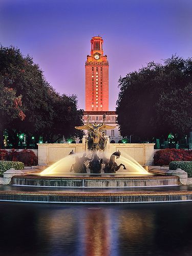 UT Tower at Sunrise -- After winning the National Championship (note the white "!" on the tower) - the only time the "1" is on. Whenever we win a game (of any kind), the tower is solid orange. If it "ain't lit," then we didn't win. Austin Texas Wallpaper, Texas Wallpaper, Ut Tower, Ut Longhorns, Texas Longhorns Football, Texas Football, Ut Austin, Texas Forever, Dream College