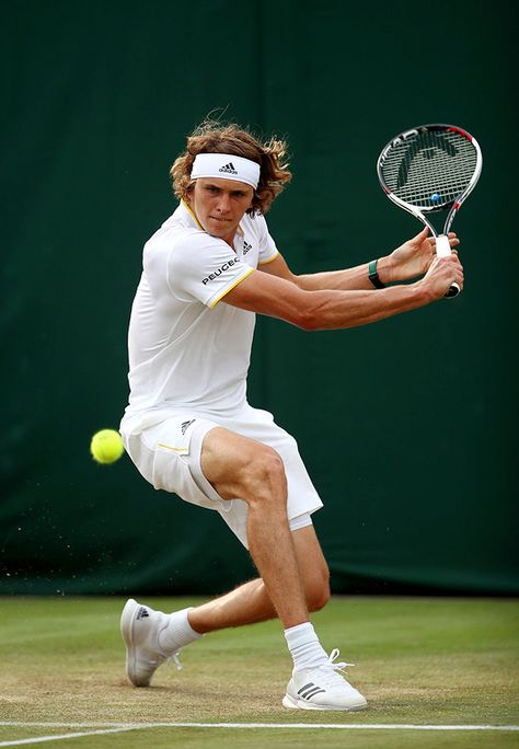 Alexander Zverev of Germany during the Gentlemen’s Singles second round match against Frances Tiafoe of The United States on day four of the Wimbledon Lawn Tennis Championships at the All England Lawn Tennis and Croquet Club on July 6, 2017 in London, England. Tennis Photoshoot, Tennis Photography, Tennis Pictures, Tennis Photos, Alexander Zverev, Wimbledon Tennis, Tennis Tips, Tennis Gear, Lawn Tennis