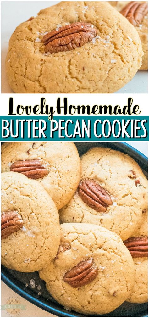 Pecan Baking, Candy Pecans, Pecan Cookie, Easy Cookie Recipe, Butter Pecan Ice Cream, Short Bread, Butter Pecan Cookies, Basic Cookies, Pecan Ice Cream