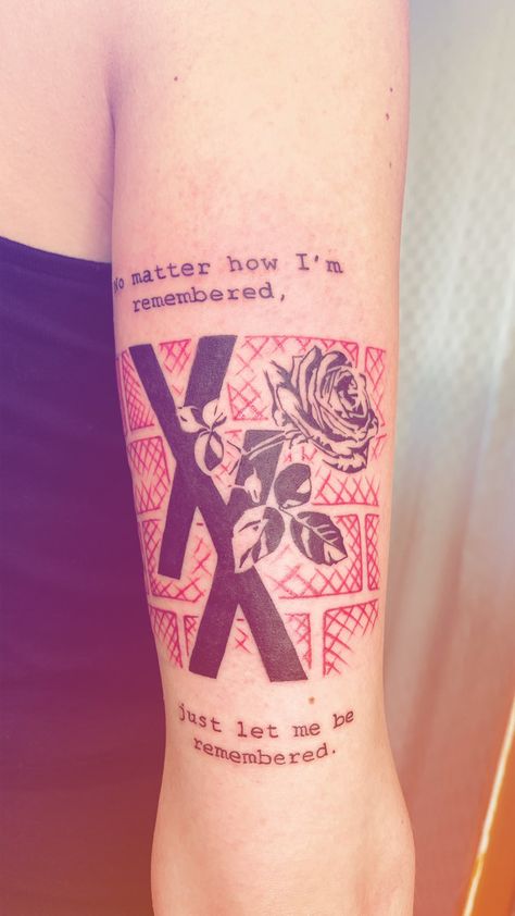 I Think I’m Okay Mgk Tattoo, Mgk Tattoos Ideas Lyrics, Mgk Inspired Tattoos, Yellow Tattoo Ink, Xx Tattoo, Mgk Quotes, Green Tattoo Ink, Mgk Tattoos, V For Vendetta Tattoo