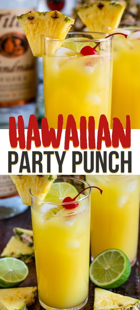 Hawaiian Vodka Party Punch is the perfect party punch cocktail recipe for any summer BBQ! With vodka, rum and pineapple this cocktail recipe is the perfect punch! Hawaiian Party Punch, Vodka Party Punch, Pineapple Party Punch, Hawaiian Cocktails, Party Punch Recipes, Punch Cocktails, Pineapple Drinks, Hawaiian Punch, Punch Drinks