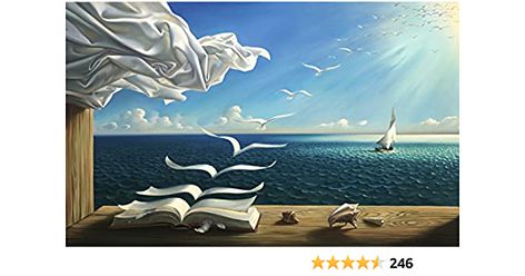 Amazon.com: Salvador Dali Wall Art Artistic Pod Framed Painting Canvas Art For Bedroom Livingroom Decoration Ready to Hang (Wave Book, 40" W x 28" H): Posters & Prints Mirror Gallery, Salvador Dali, Fox Painting, Bedroom Art, Book And Frame, Canvas Art Painting, Dali, Framed Canvas Art, Painting Frames